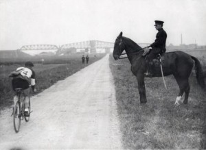 Mounted policeman controlling the crowds at the 1928 Olympics