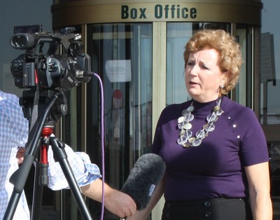 Laura being interviewed outside the Brighton Centre during the 2009 party conference