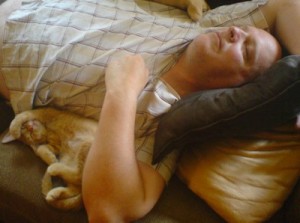Me and Rojo taknig a catnap on a Friday afternoon